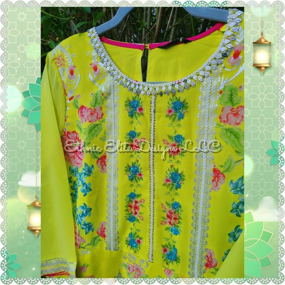 Wishful Womens Georgette Blend- Handwork Kurti With Legging- Party Wear Dress - Picture 10 of 10